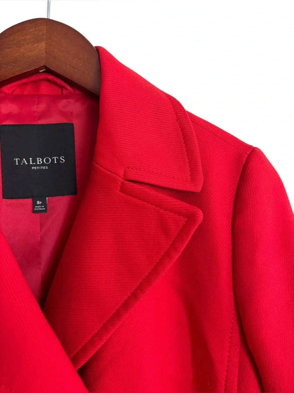 Talbots Double Breasted Pea Coat Persimmon Red 8 Petite Gold Buttons Classic
